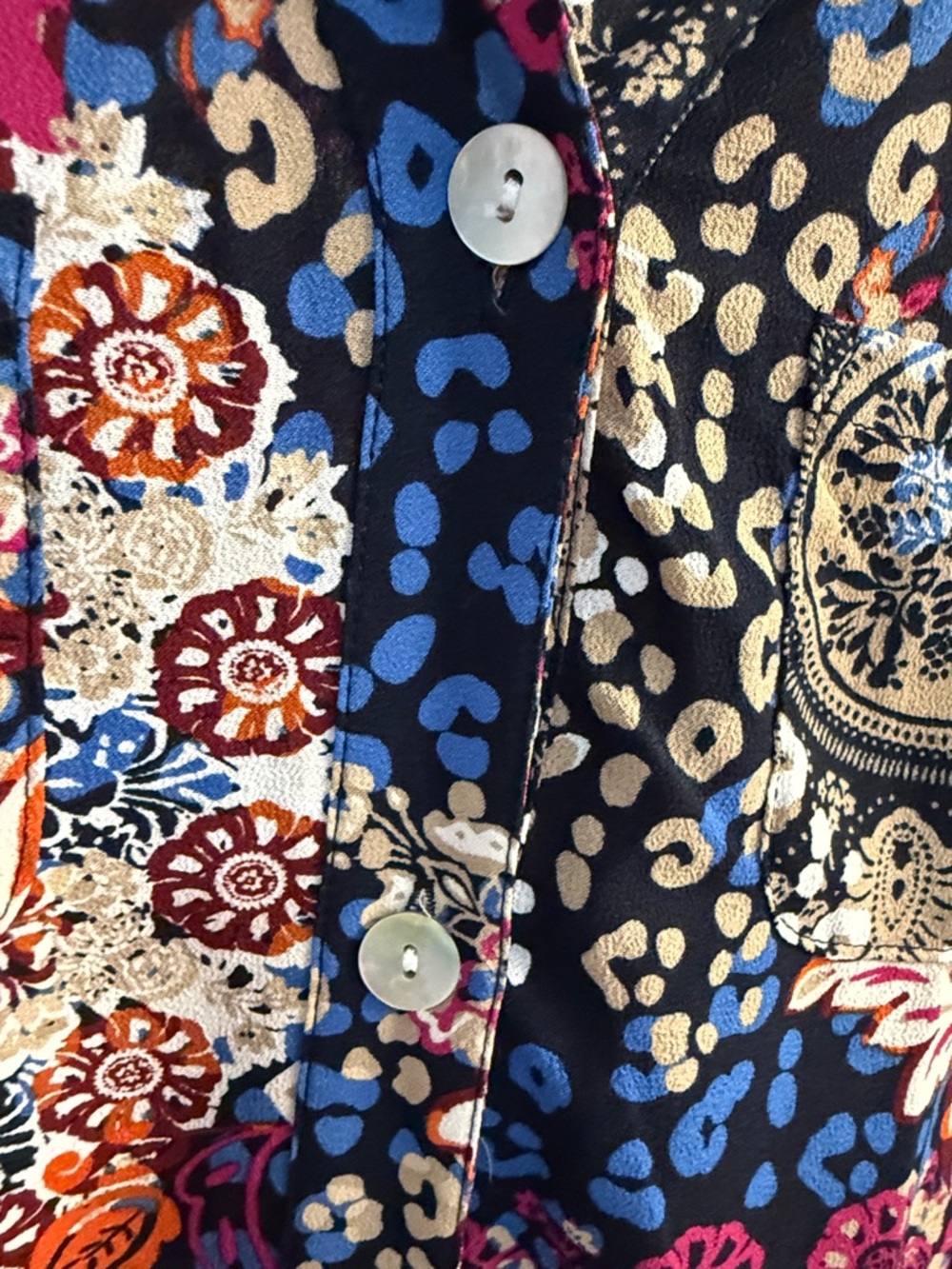 Ruby Rd. Multicolor Patchwork Floral Button-Front Shirt - Picture 5 of 8